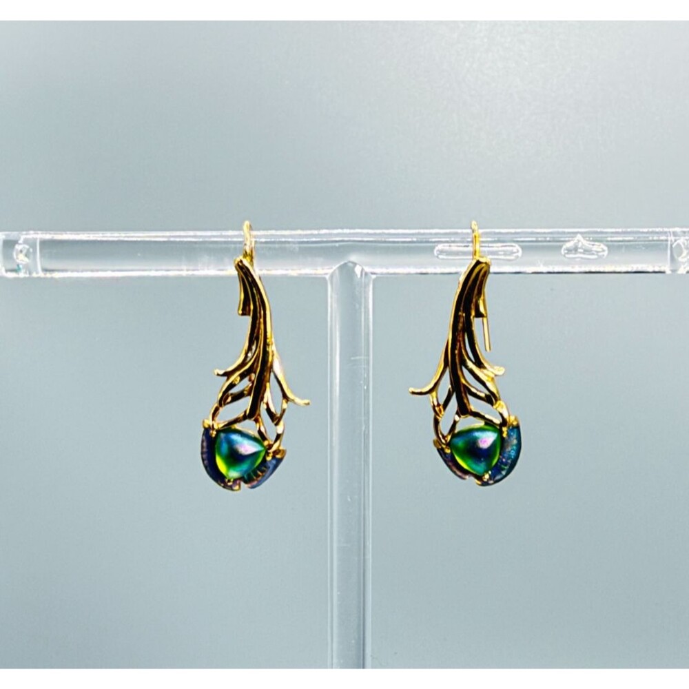 Vintage Thomas Blackshear Ebony Visions Iridescent Drop Earrings Willitts 2000